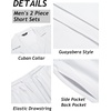 COOFANDY Mens 2 Piece Short Set Guayabera Button Down Shirt Casual Outfits(White)