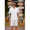 COOFANDY Mens 2 Piece Short Set Guayabera Button Down Shirt Casual Outfits(White)