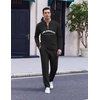 COOFANDY Men’s 2 Piece Tracksuit Set Polo Athletic Sweatsuit Quarter Zip Jogging Long Sleeve Casual Sports Outfits(Letter Black)