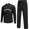COOFANDY Men’s 2 Piece Tracksuit Set Polo Athletic Sweatsuit Quarter Zip Jogging Long Sleeve Casual Sports Outfits(Letter Black)