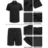COOFANDY Men’s 2 Pieces Outfits Waffle Knit Polo Shirt and Shorts Set(Black)