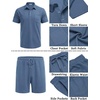 COOFANDY Men’s 2 Pieces Outfits Waffle Knit Polo Shirt and Shorts Set(Blue)