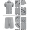 COOFANDY Men’s 2 Pieces Outfits Waffle Knit Polo Shirt and Shorts Set(Light Grey)