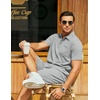 COOFANDY Men’s 2 Pieces Outfits Waffle Knit Polo Shirt and Shorts Set(Light Grey)