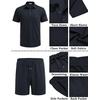 COOFANDY Men’s 2 Pieces Outfits Waffle Knit Polo Shirt and Shorts Set(Navy Blue)