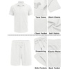 COOFANDY Men’s 2 Pieces Outfits Waffle Knit Polo Shirt and Shorts Set(White)