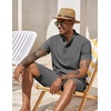 COOFANDY Men’s 2 Pieces Set Short Sleeve Henley Shirts and Shorts Set Texture Summer Beach Vacation Outfits(Dark Gray)