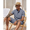 COOFANDY Men’s 2 Pieces Set Short Sleeve Henley Shirts and Shorts Set Texture Summer Beach Vacation Outfits(Flecking Navy Blue)