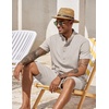 COOFANDY Men’s 2 Pieces Set Short Sleeve Henley Shirts and Shorts Set Texture Summer Beach Vacation Outfits(Stone)