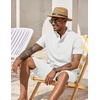 COOFANDY Men’s 2 Pieces Set Short Sleeve Henley Shirts and Shorts Set Texture Summer Beach Vacation Outfits(White)