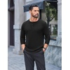 COOFANDY Mens Henley Shirts Long Sleeve Casual Pullover Button T-Shirt(Black)