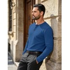 COOFANDY Mens Henley Shirts Long Sleeve Casual Pullover Button T-Shirt(Denim Blue)