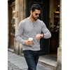COOFANDY Mens Henley Shirts Long Sleeve Casual Pullover Button T-Shirt(Light Grey)