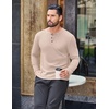 COOFANDY Mens Henley Shirts Long Sleeve Casual Pullover Button T-Shirt(Light Khaki)