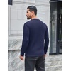 COOFANDY Mens Henley Shirts Long Sleeve Casual Pullover Button T-Shirt(Navy Blue)
