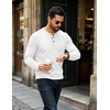 COOFANDY Mens Henley Shirts Long Sleeve Casual Pullover Button T-Shirt(White)