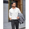 COOFANDY Mens Henley Shirts Long Sleeve Casual Pullover Button T-Shirt(White)