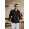 COOFANDY Men’s Knit Polo Shirt Long Sleeve Polo Sweaters Casual Golf Shirts(A_black)