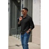COOFANDY Men’s Knit Polo Shirt Long Sleeve Polo Sweaters Casual Golf Shirts(A_black)