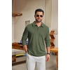 COOFANDY Men’s Knit Polo Shirt Long Sleeve Polo Sweaters Casual Golf Shirts(Army Green)