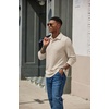 COOFANDY Men’s Knit Polo Shirt Long Sleeve Polo Sweaters Casual Golf Shirts(Beige)