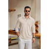 COOFANDY Men’s Knit Polo Shirt Long Sleeve Polo Sweaters Casual Golf Shirts(Beige)