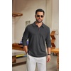 COOFANDY Men’s Knit Polo Shirt Long Sleeve Polo Sweaters Casual Golf Shirts(Dark Grey)