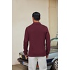 COOFANDY Men’s Knit Polo Shirt Long Sleeve Polo Sweaters Casual Golf Shirts(Dark Red)