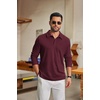 COOFANDY Men’s Knit Polo Shirt Long Sleeve Polo Sweaters Casual Golf Shirts(Dark Red)