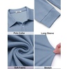 COOFANDY Men’s Knit Polo Shirt Long Sleeve Polo Sweaters Casual Golf Shirts(Dusty Blue)