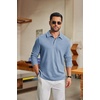 COOFANDY Men’s Knit Polo Shirt Long Sleeve Polo Sweaters Casual Golf Shirts(Dusty Blue)