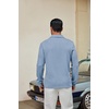COOFANDY Men’s Knit Polo Shirt Long Sleeve Polo Sweaters Casual Golf Shirts(Dusty Blue)