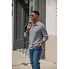 COOFANDY Men’s Knit Polo Shirt Long Sleeve Polo Sweaters Casual Golf Shirts(Grey)