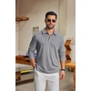COOFANDY Men’s Knit Polo Shirt Long Sleeve Polo Sweaters Casual Golf Shirts(Grey)