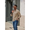 COOFANDY Men’s Knit Polo Shirt Long Sleeve Polo Sweaters Casual Golf Shirts(Khaki)