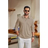 COOFANDY Men’s Knit Polo Shirt Long Sleeve Polo Sweaters Casual Golf Shirts(Khaki)