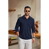 COOFANDY Men’s Knit Polo Shirt Long Sleeve Polo Sweaters Casual Golf Shirts(Navy Blue)