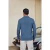 COOFANDY Men’s Knit Polo Shirt Long Sleeve Polo Sweaters Casual Golf Shirts(Sea Blue)