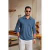 COOFANDY Men’s Knit Polo Shirt Long Sleeve Polo Sweaters Casual Golf Shirts(Sea Blue)