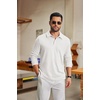 COOFANDY Men’s Knit Polo Shirt Long Sleeve Polo Sweaters Casual Golf Shirts(White)