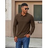 COOFANDY Men’s Long Sleeve Polo Shirts Casual Corduroy Polo Tee(Brown)