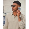 COOFANDY Men’s Long Sleeve Polo Shirts Casual Corduroy Polo Tee(Cream)