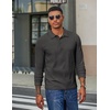 COOFANDY Men’s Long Sleeve Polo Shirts Casual Corduroy Polo Tee(Dark Grey)