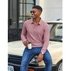 COOFANDY Men’s Long Sleeve Polo Shirts Casual Corduroy Polo Tee(Dusty Pink)