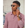 COOFANDY Men’s Long Sleeve Polo Shirts Casual Corduroy Polo Tee(Dusty Pink)