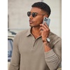 COOFANDY Men’s Long Sleeve Polo Shirts Casual Corduroy Polo Tee(Khaki)