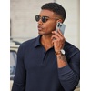 COOFANDY Men’s Long Sleeve Polo Shirts Casual Corduroy Polo Tee(Navy Blue)