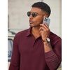 COOFANDY Men’s Long Sleeve Polo Shirts Casual Corduroy Polo Tee(Wine Red)