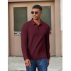 COOFANDY Men’s Long Sleeve Polo Shirts Casual Corduroy Polo Tee(Wine Red)