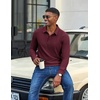 COOFANDY Men’s Long Sleeve Polo Shirts Casual Corduroy Polo Tee(Wine Red)